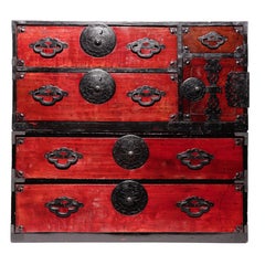 Japanese Yonezawa Tansu 2-Section Clothing Storage Chest