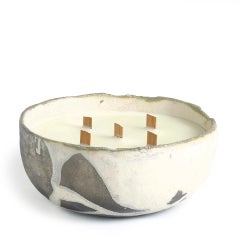 Vela grande perfumada japonesa Yugen Cerámica blanca y negra de Raku