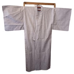 Japanese yukata - white and black with striped pattern