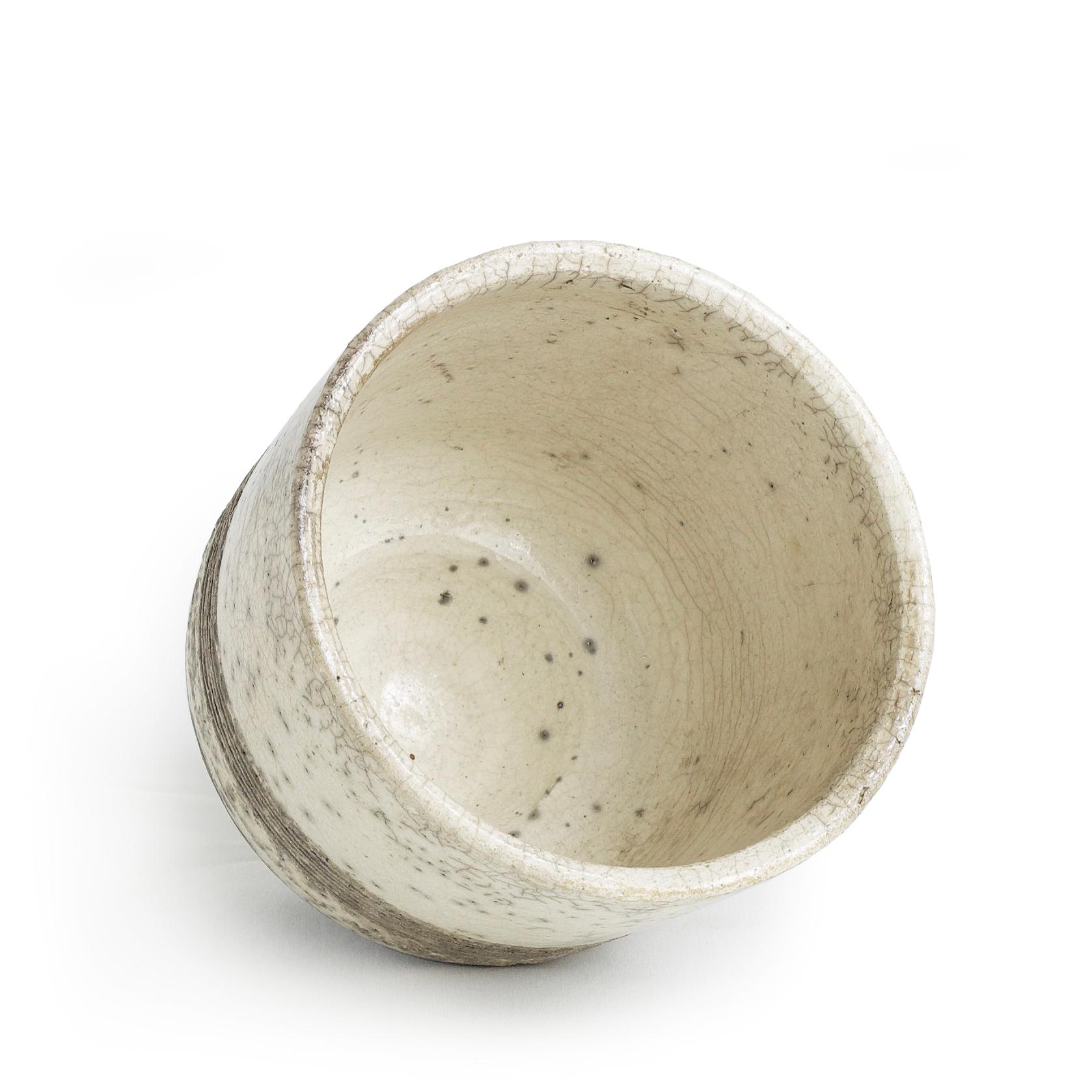 Hand-Crafted Japanese Yunomi Tea Cup Raku Ceramic Black Base For Sale