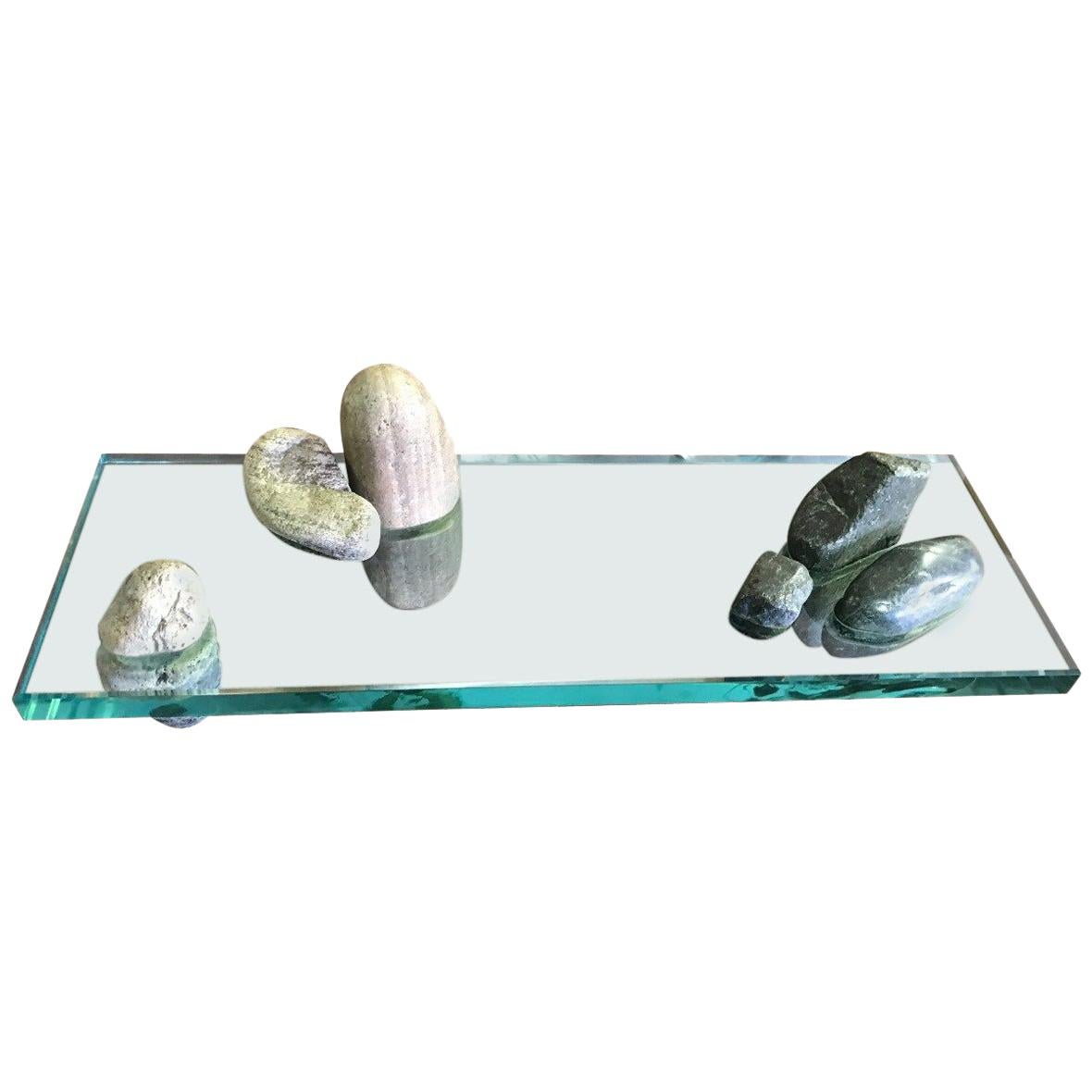 Japanese Zen Rock and Glass Garden Sculpture