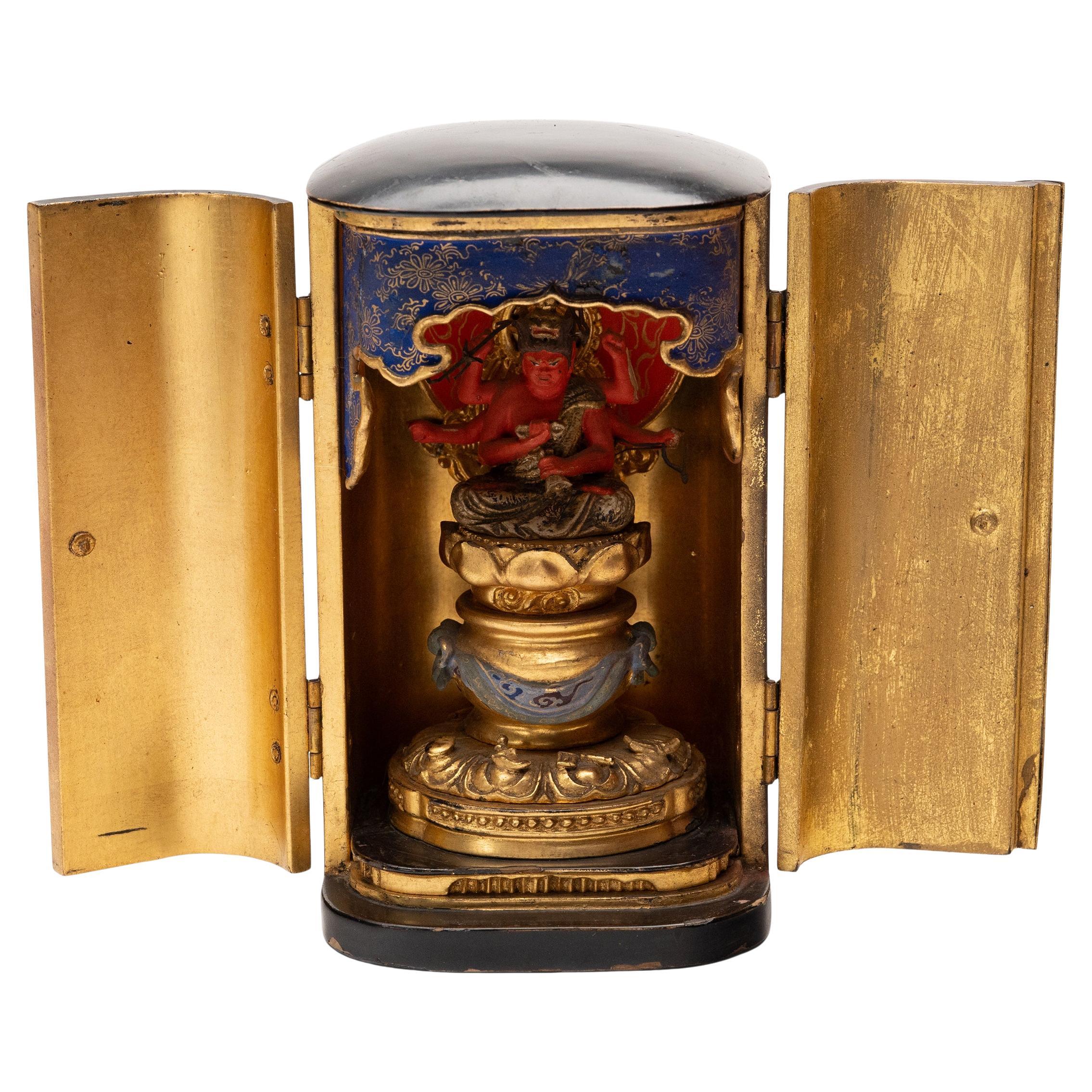Japanischer Zushi-Wanderschrein von Aizen Myō-ō, um 1850