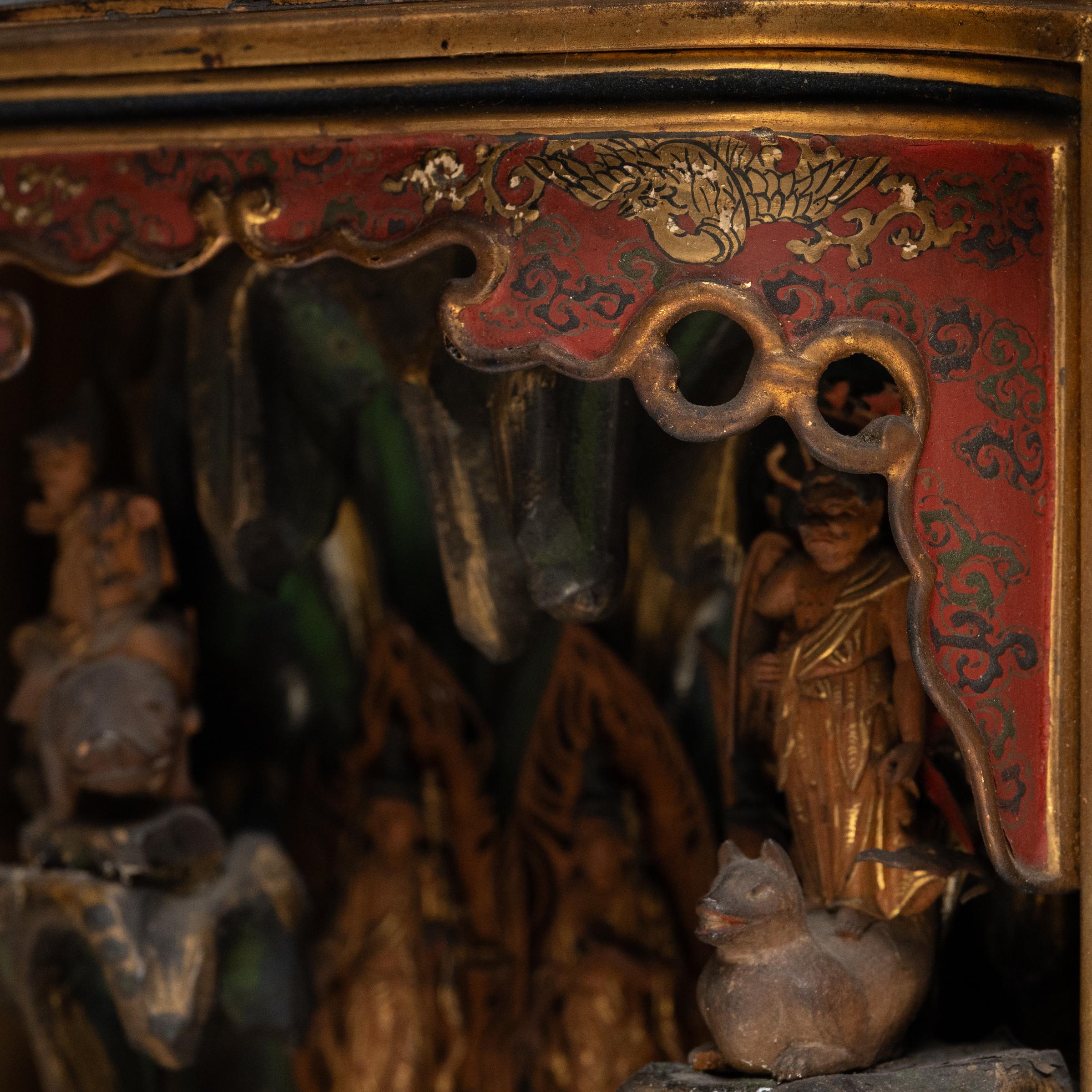 Hand-Carved Japanese Zushi Traveling Shrine of Cave Grotto, c. 1850