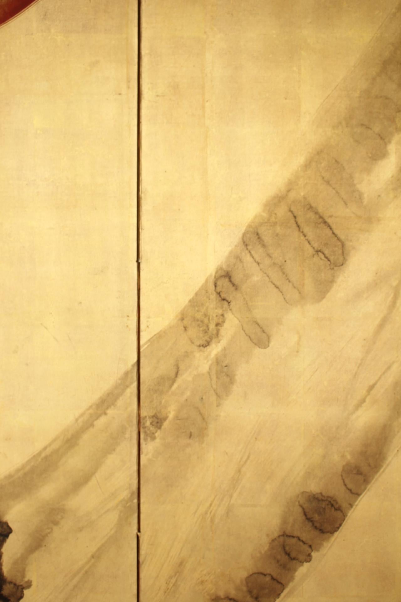 JapaneseAntiques Terasaki kogyo, Gold background, Bamboo and plum folding screen For Sale 7