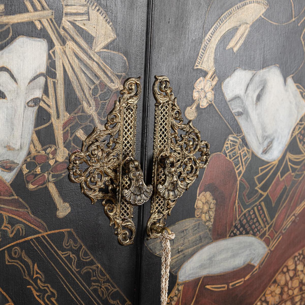 Japanesque Style Cocktail Cabinet Handpainted Depicting A 'Geisha' For Sale 8