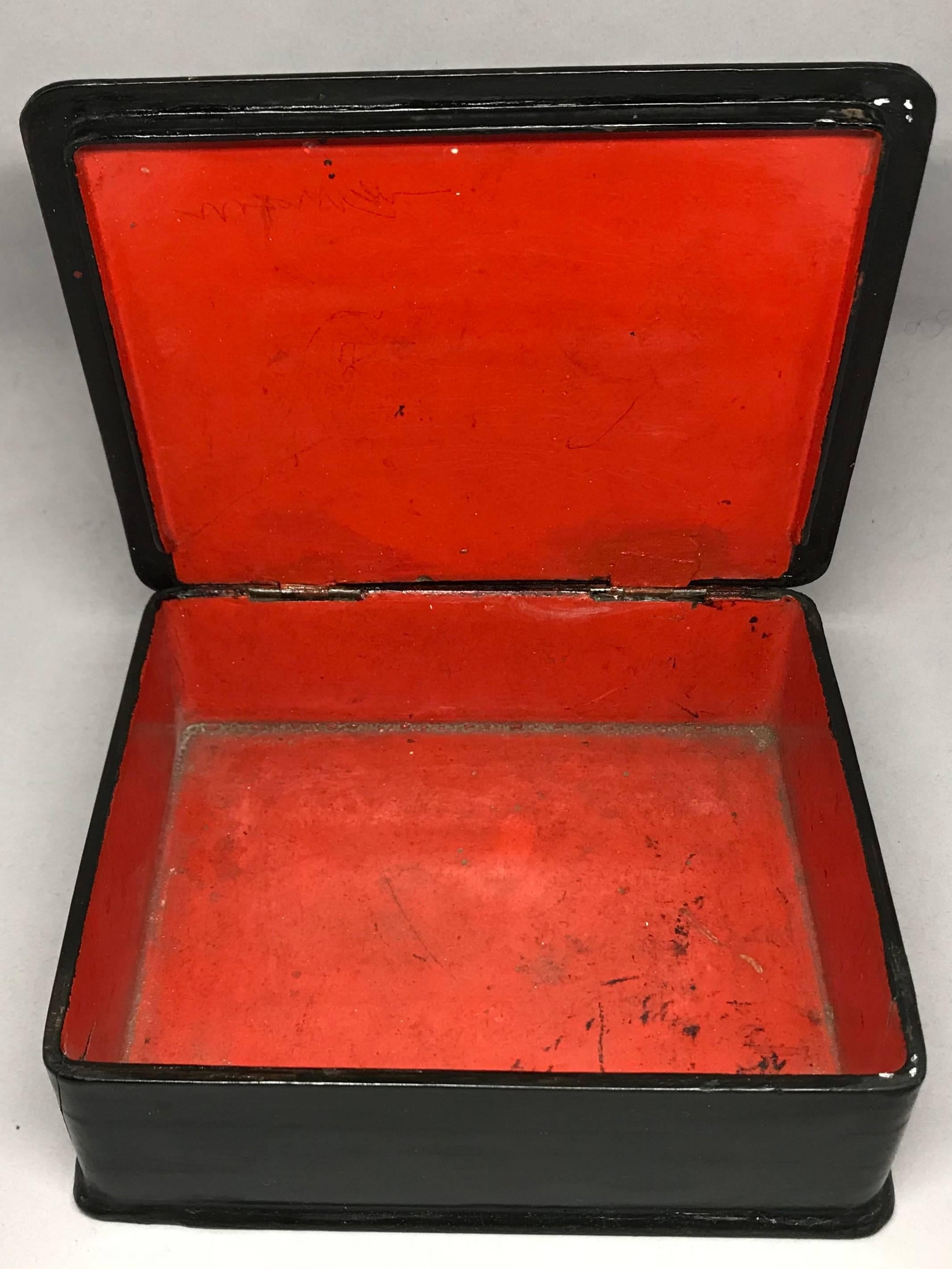 19th Century Japanned Black Lacquered Box
