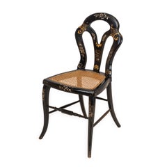 Japanned Chinoiserie Chair, Papier-Mâché, Mother-of-Pearl Inlay, Regency Taste