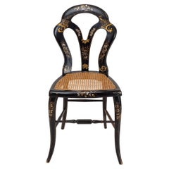 Japanned Chinoiserie Chair, Papier-Mâché, Mother-of-Pearl Inlay, Regency Taste