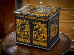 Japanned Chinoiserie Sewing Cabinet English Regency