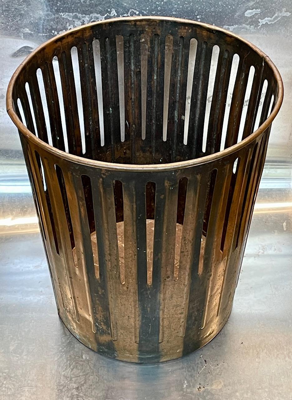 American Japanned Copper Trash Can Wastebasket Industrial Loft Victorian Factory Office For Sale