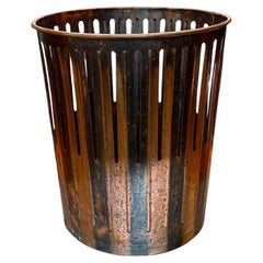 Antique Japanned Copper Trash Can Wastebasket Industrial Loft Victorian Factory Office