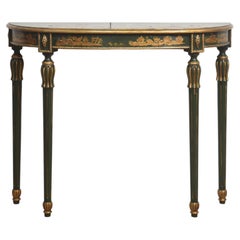 Japanned Demi-Lune Console Table With Chinoiserie Decoration