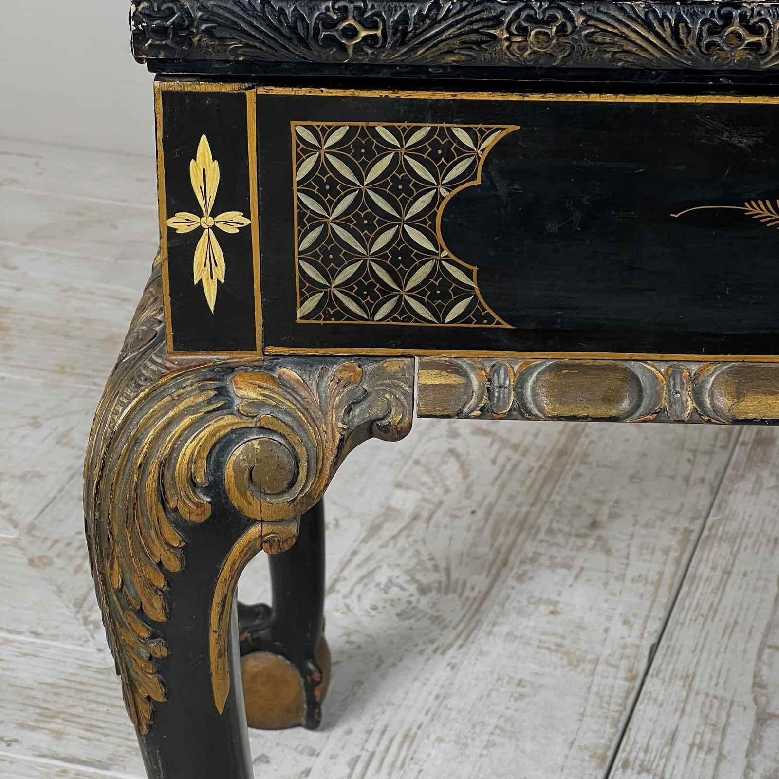 Gilt Japanned Duet Stool or Window Seat in a Luxury Velvet