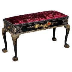 Japanned Duet Stool or Window Seat in a Luxury Velvet