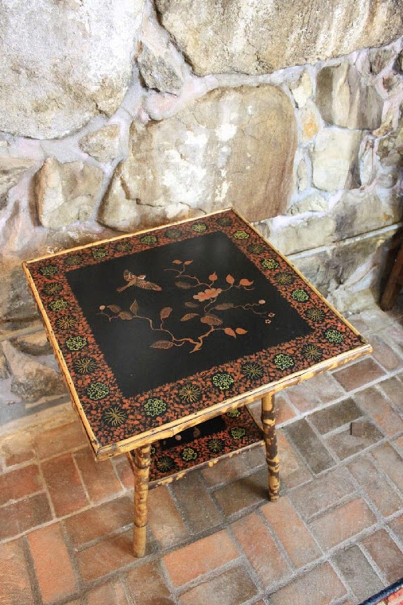 British Edwardian Japanned Bamboo Table