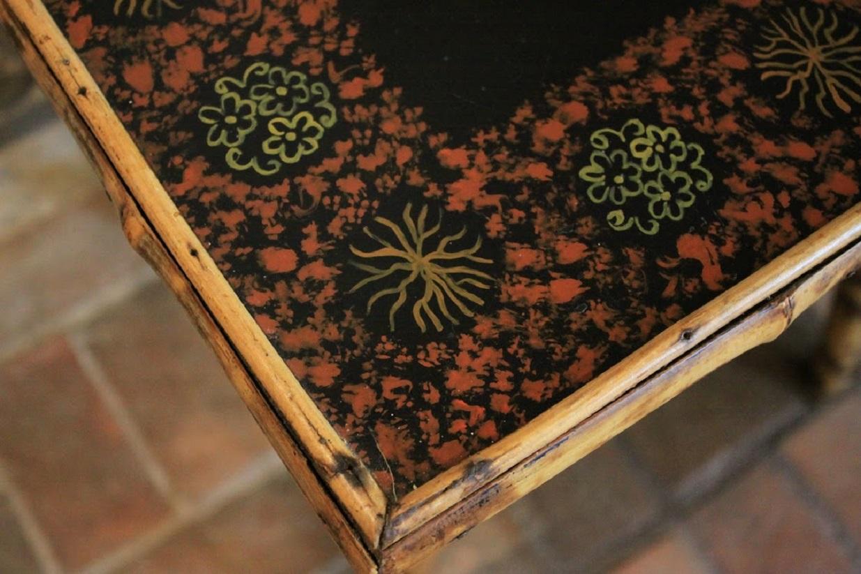 Early 20th Century Edwardian Japanned Bamboo Table