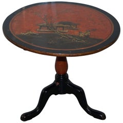 Japanned Lacquered Antique Side End Lamp Wine Round Table of Good Size Japan