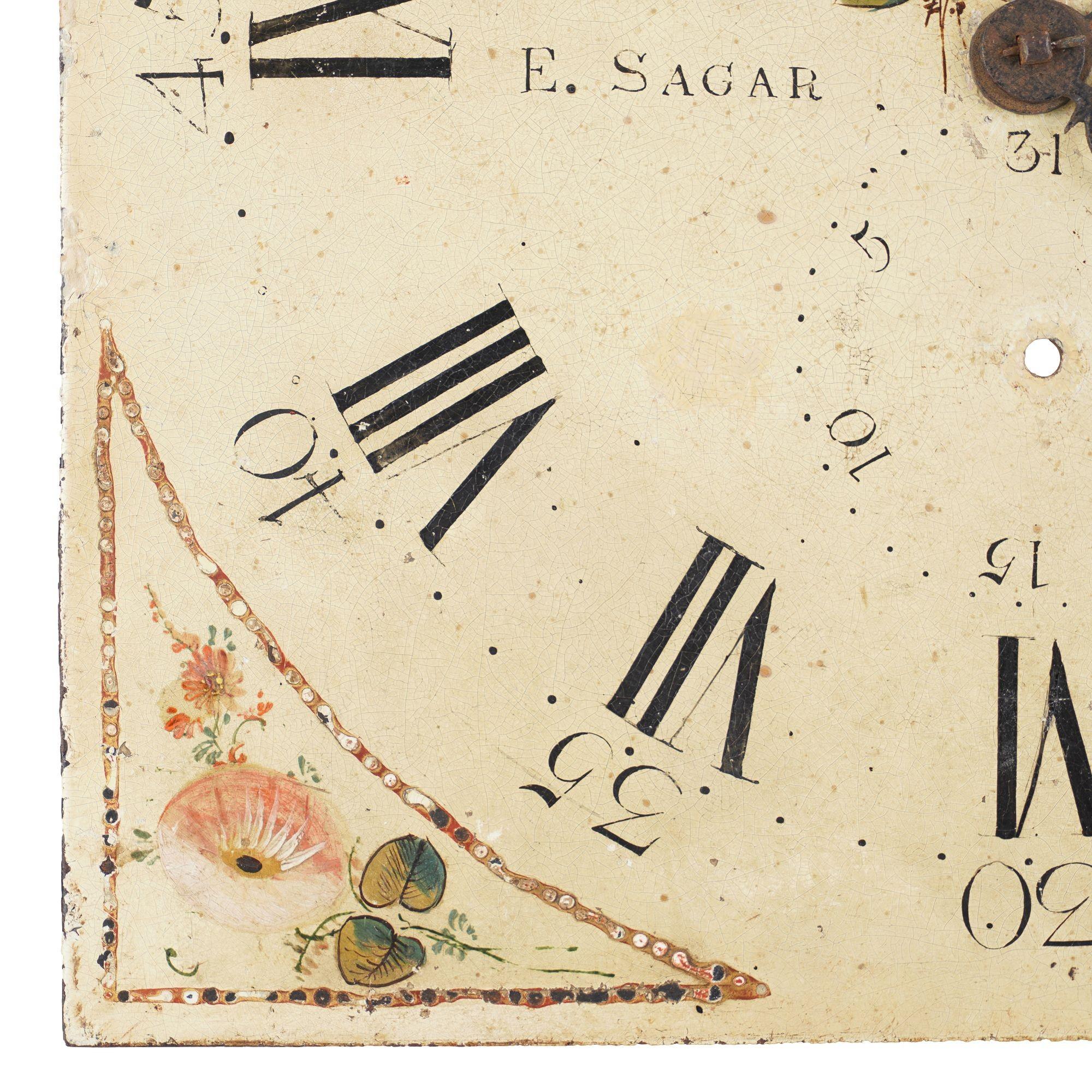 Facette d'horloge en acier laqué japonais avec roses anglaises d'Edmund Sagar, 1793-1805 en vente 1