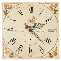Japanned steel clock face with English roses by Edmund Sagar, 1793-1805