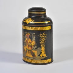 Japanned Tea Canister, 19th Century, Chinoiserie style, Creator John Bartlett