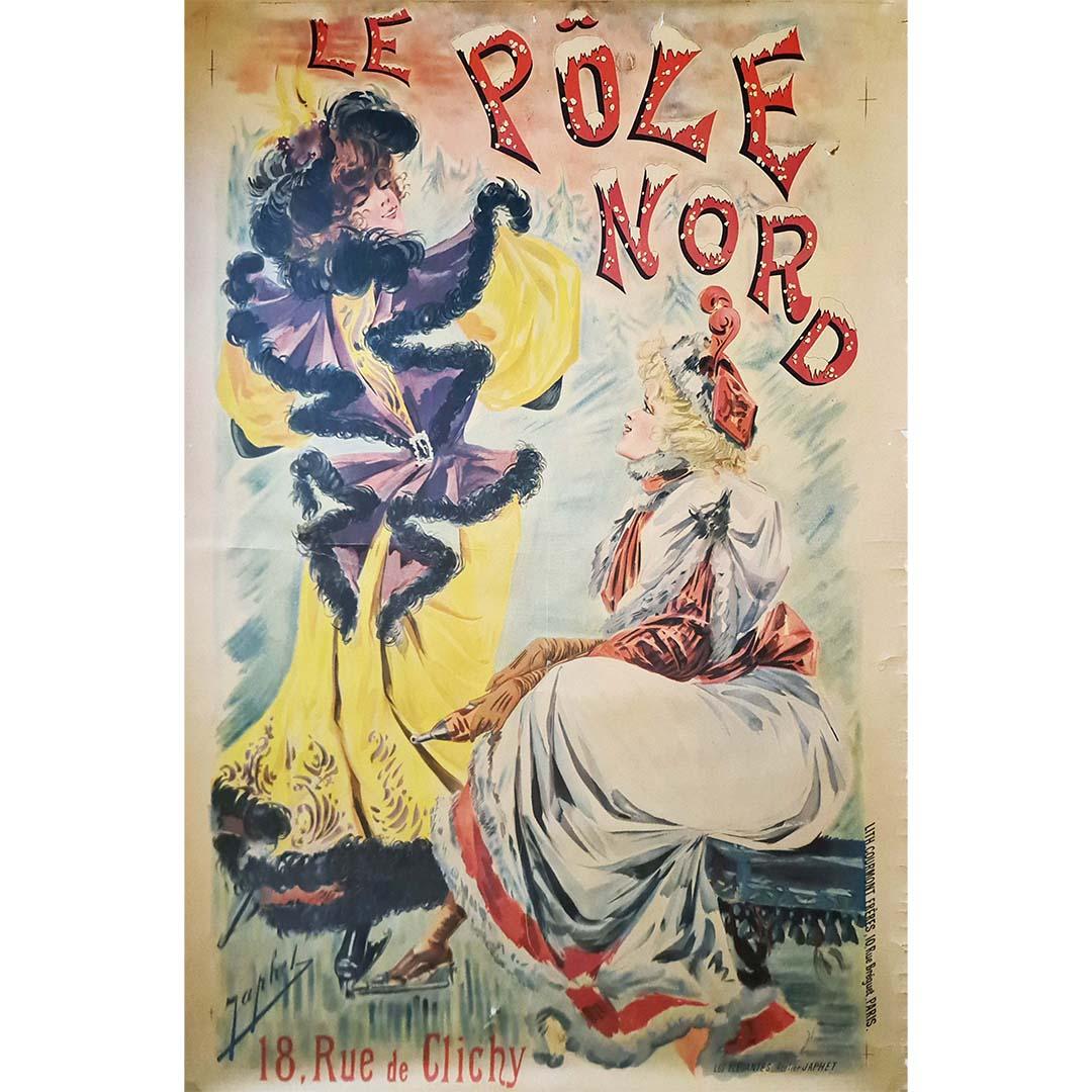 1895 Original poster for the North Pole, the first artificial ice rink in Paris - Print by Japhet