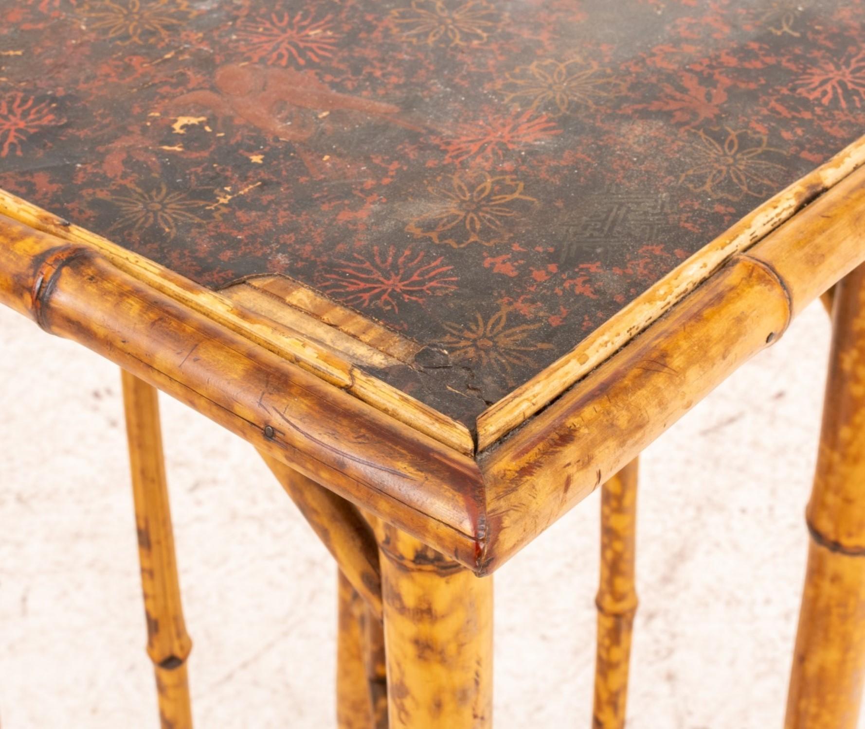 20th Century Japonaisme Faux Lacquer and Bamboo Table For Sale