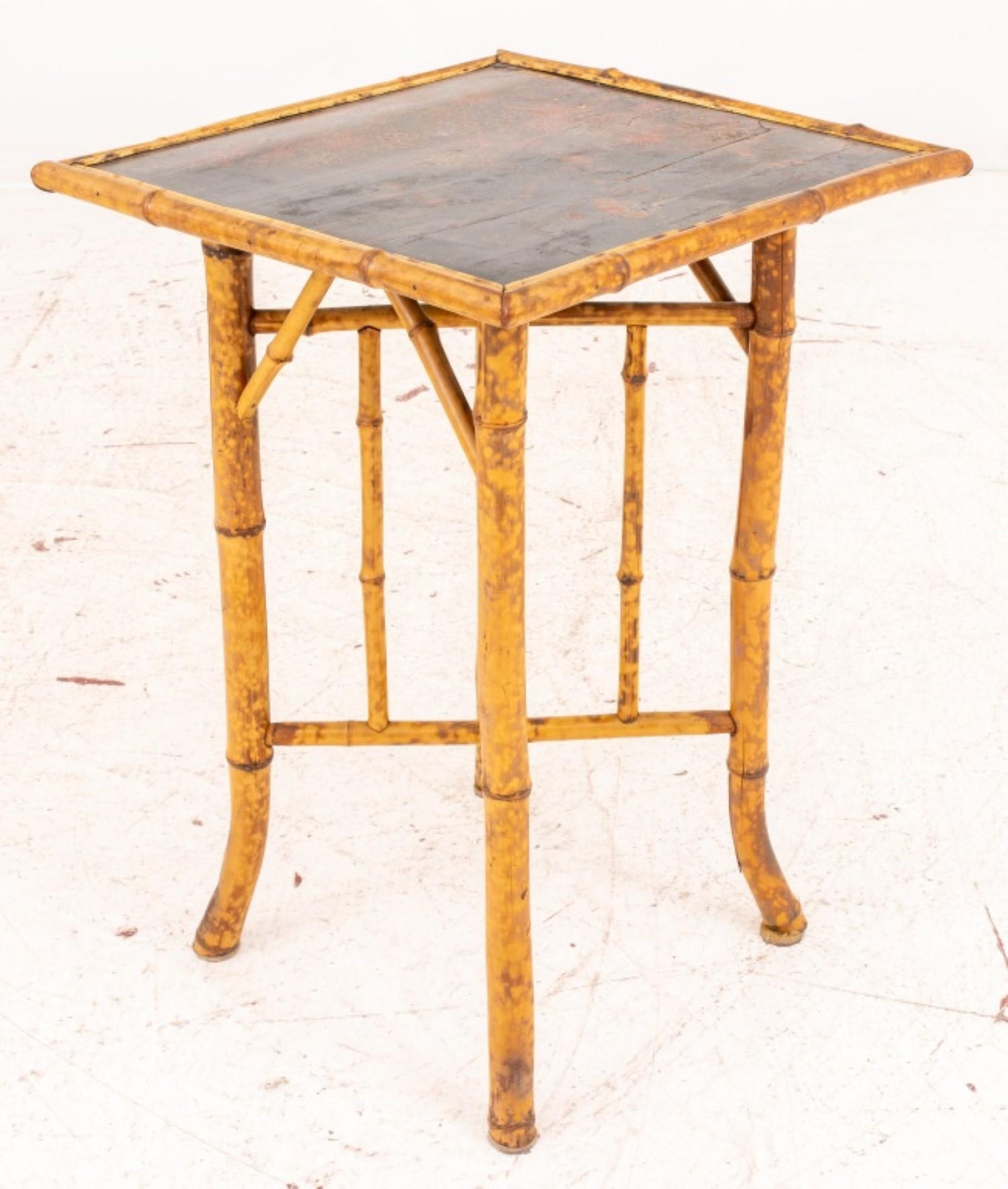 Japonaisme Faux Lacquer and Bamboo Table For Sale 3