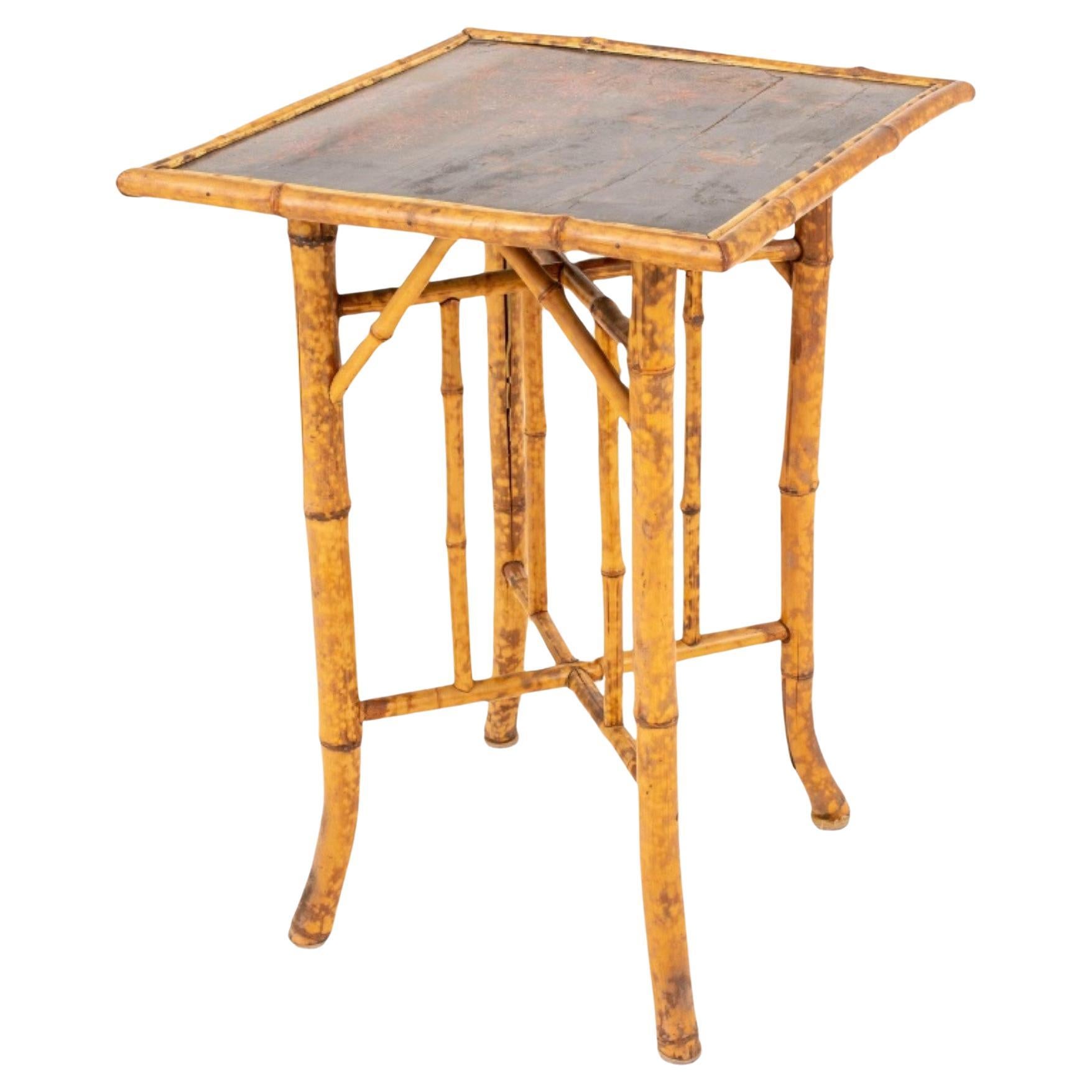 Japonaisme Faux Lacquer and Bamboo Table For Sale