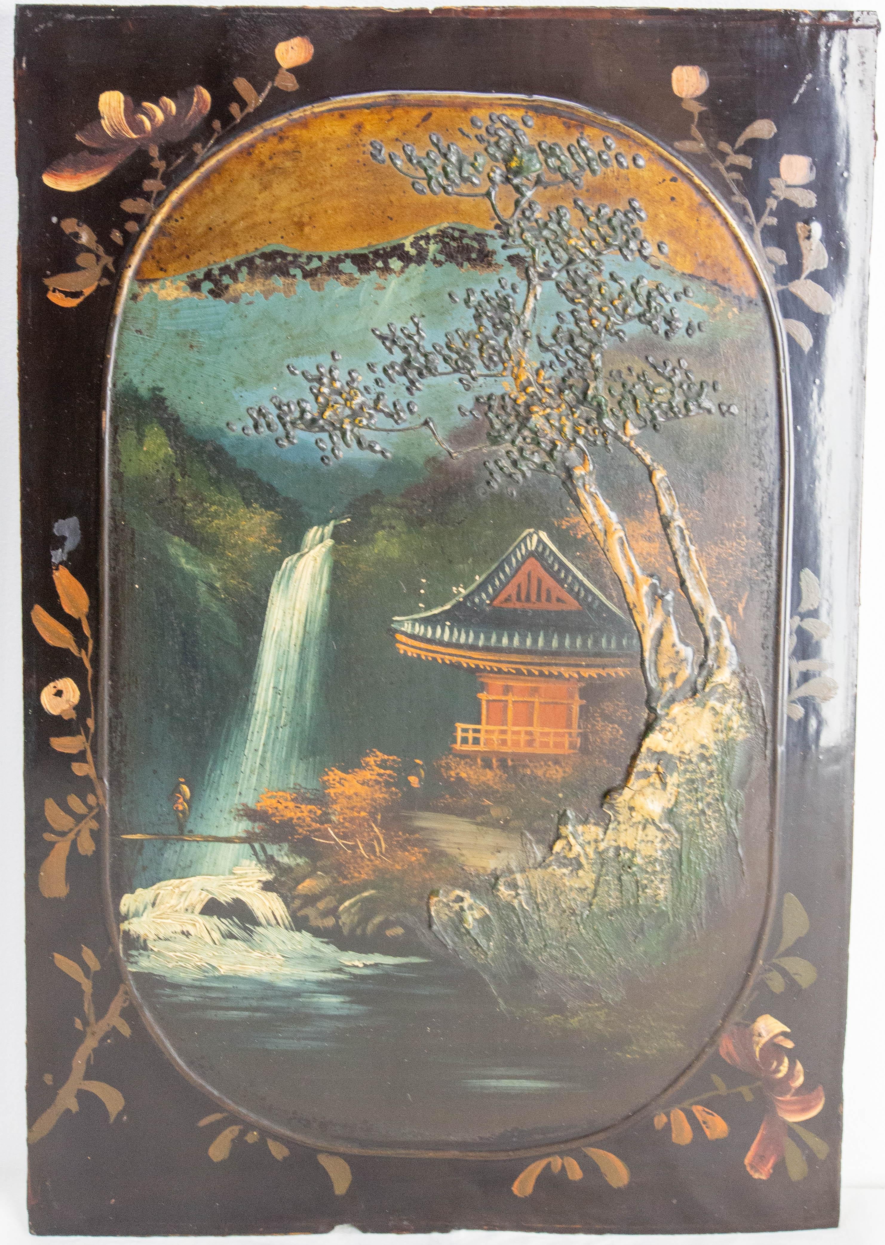 Japonese Pair of Painted and Lacquered Wood Panels, Mid-19th Century For Sale 9