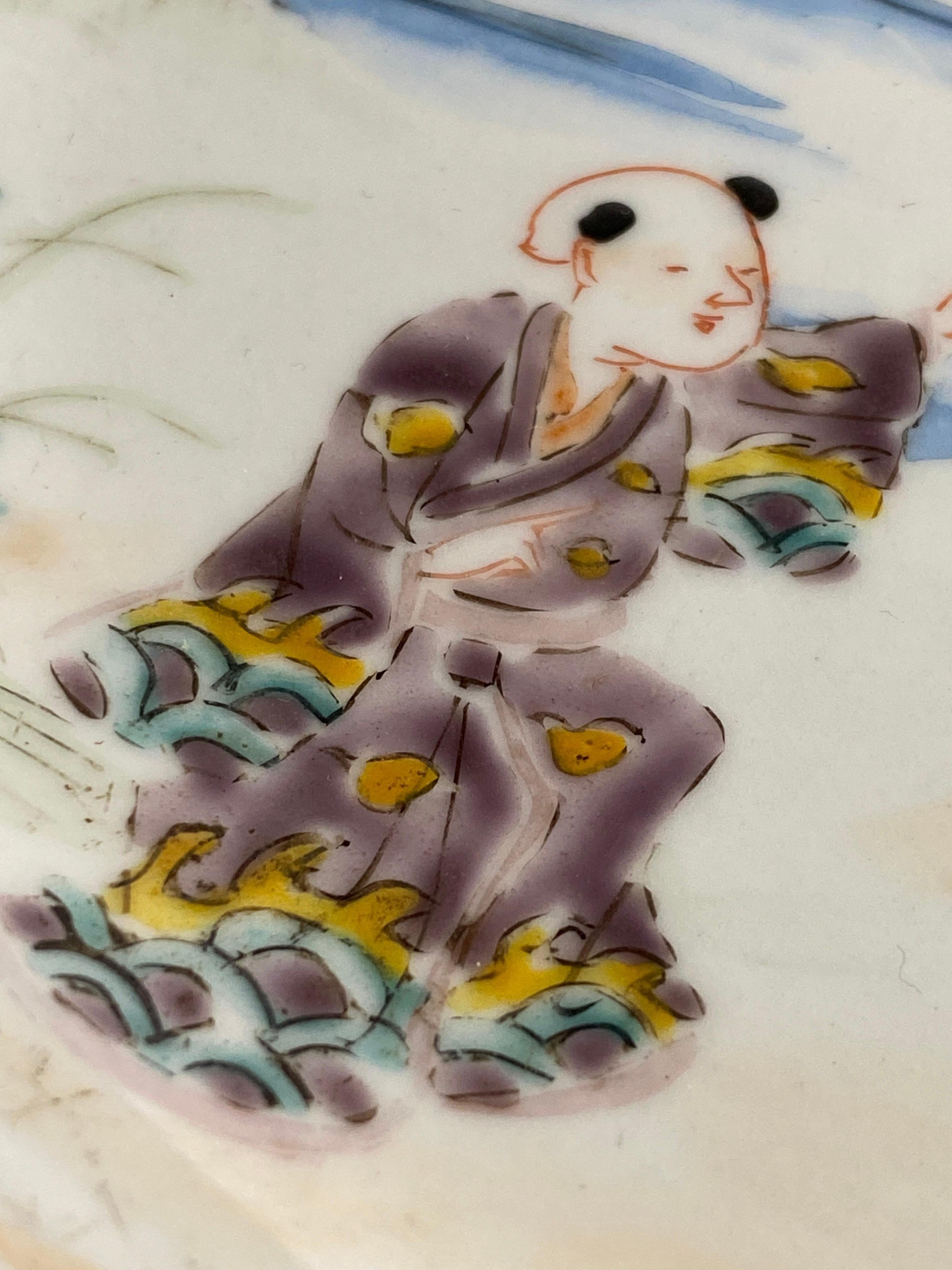 Japanese Japonese Plate Famille Rose Meiji Period, Japan 1830 For Sale