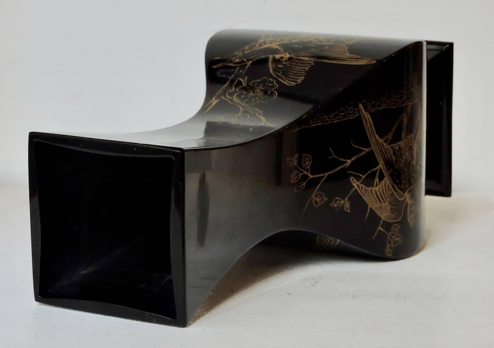 Early 20th Century Japonisme Baccarat Black Opaline Glass