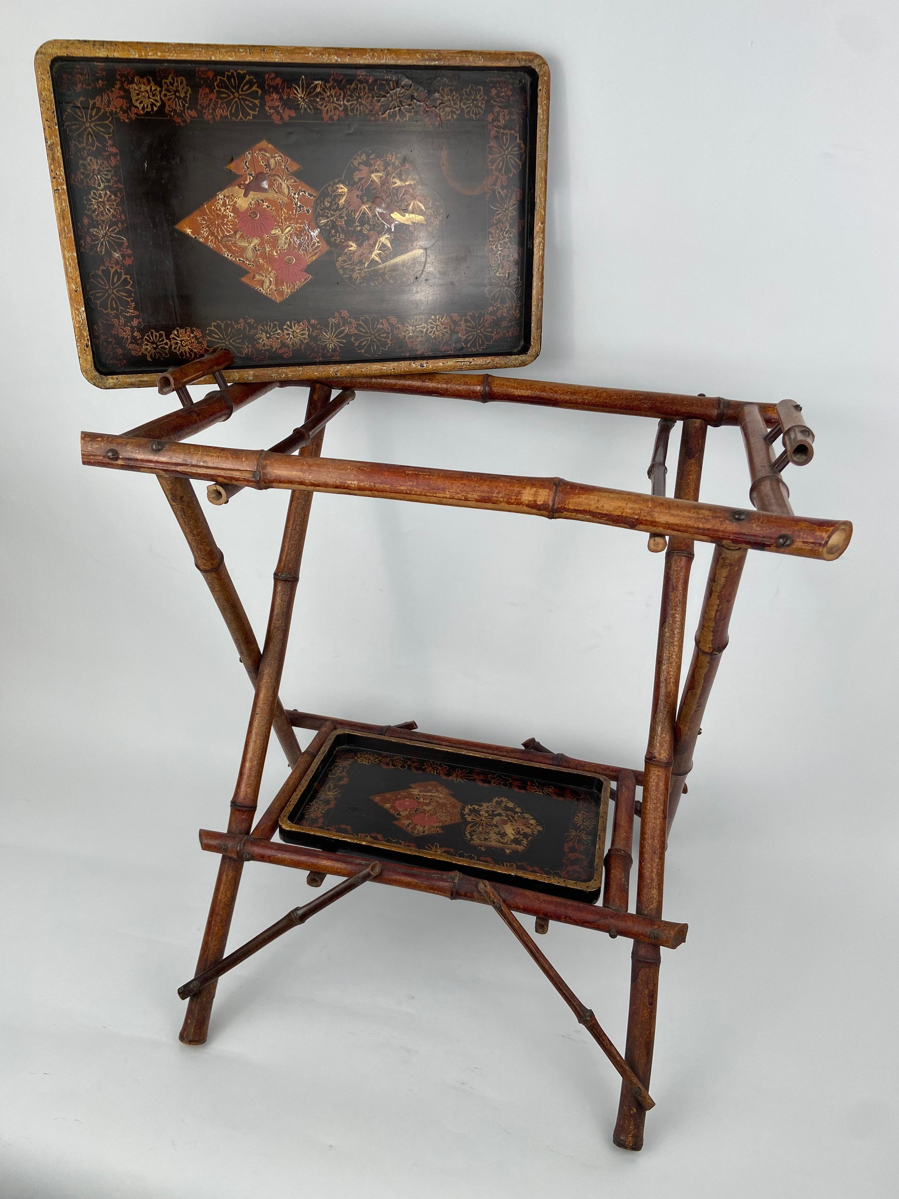 Fait main Table d'appoint en bambou Japonisme en vente