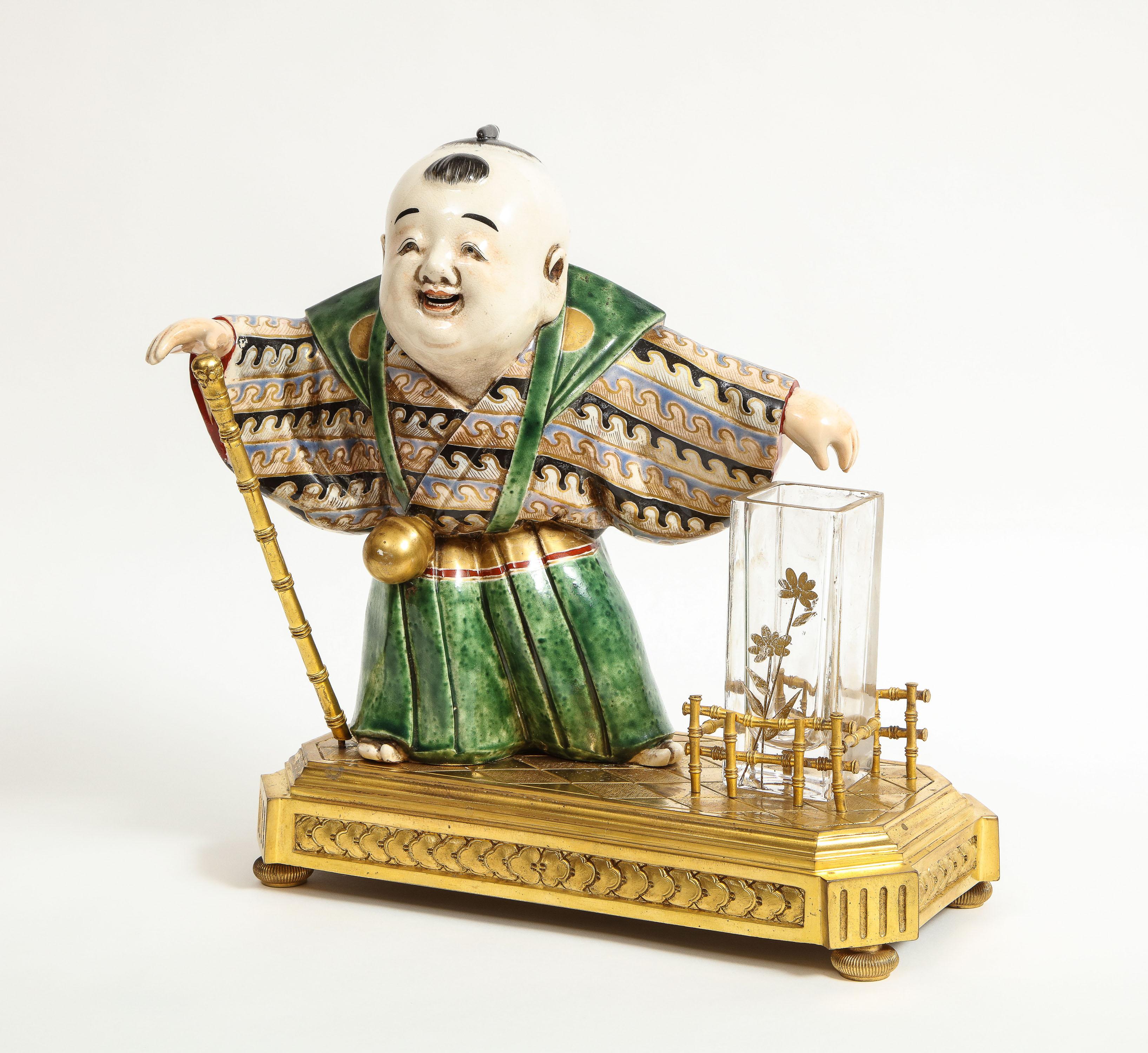 Japonisme French Ormolu, Japanese Porcelain and Glass Centerpiece, circa 1870 8