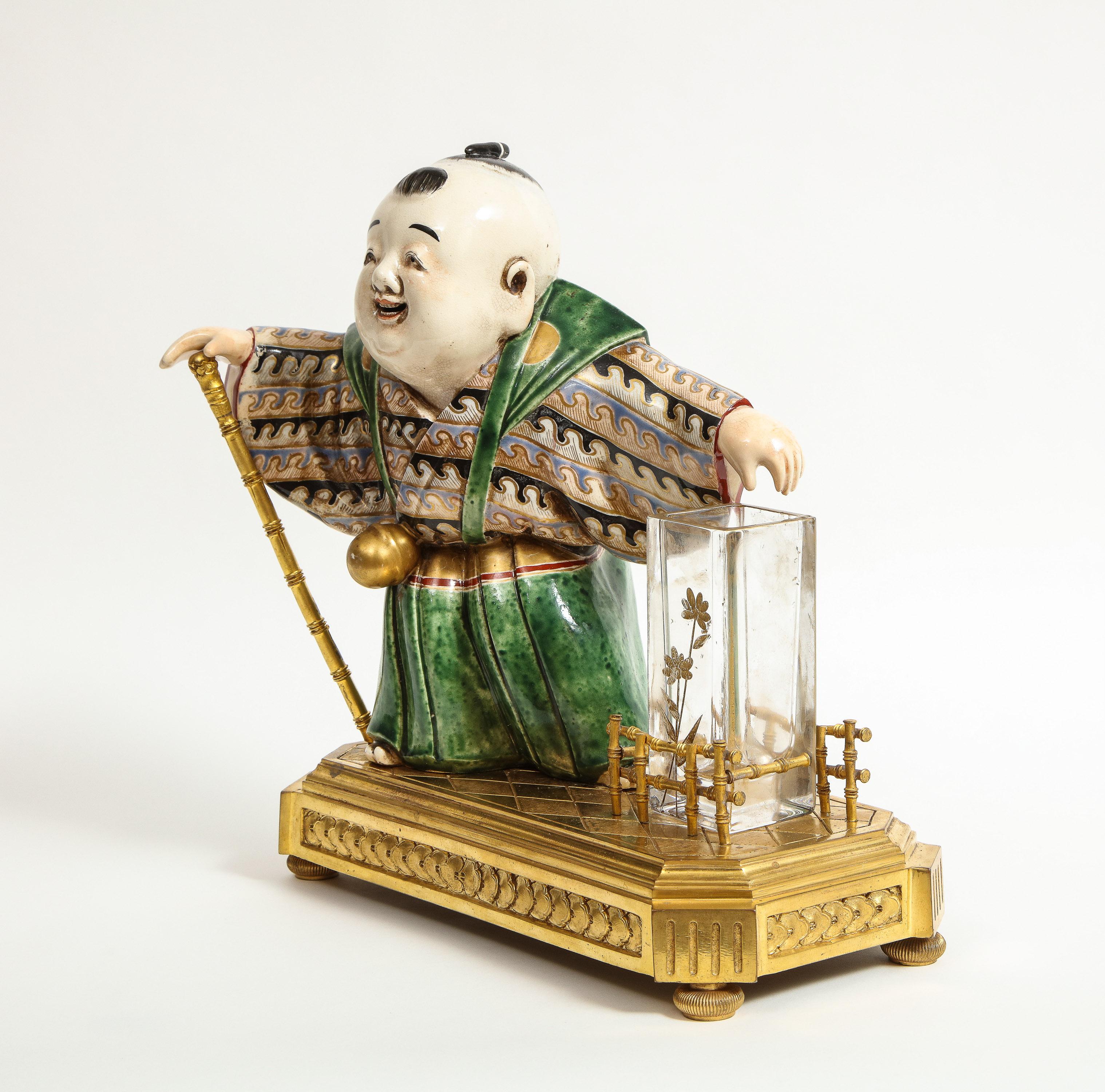 Japonisme French Ormolu, Japanese Porcelain and Glass Centerpiece, circa 1870 11