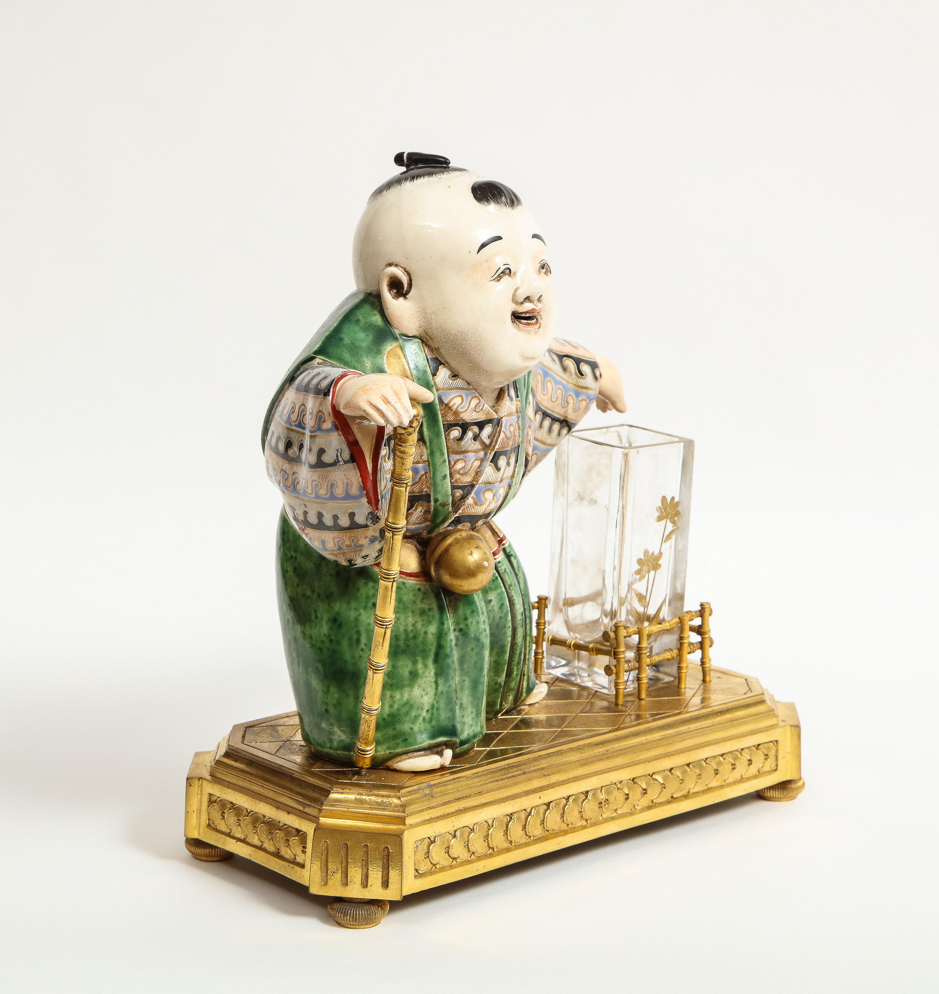 Japonisme French Ormolu, Japanese Porcelain and Glass Centerpiece, circa 1870 16