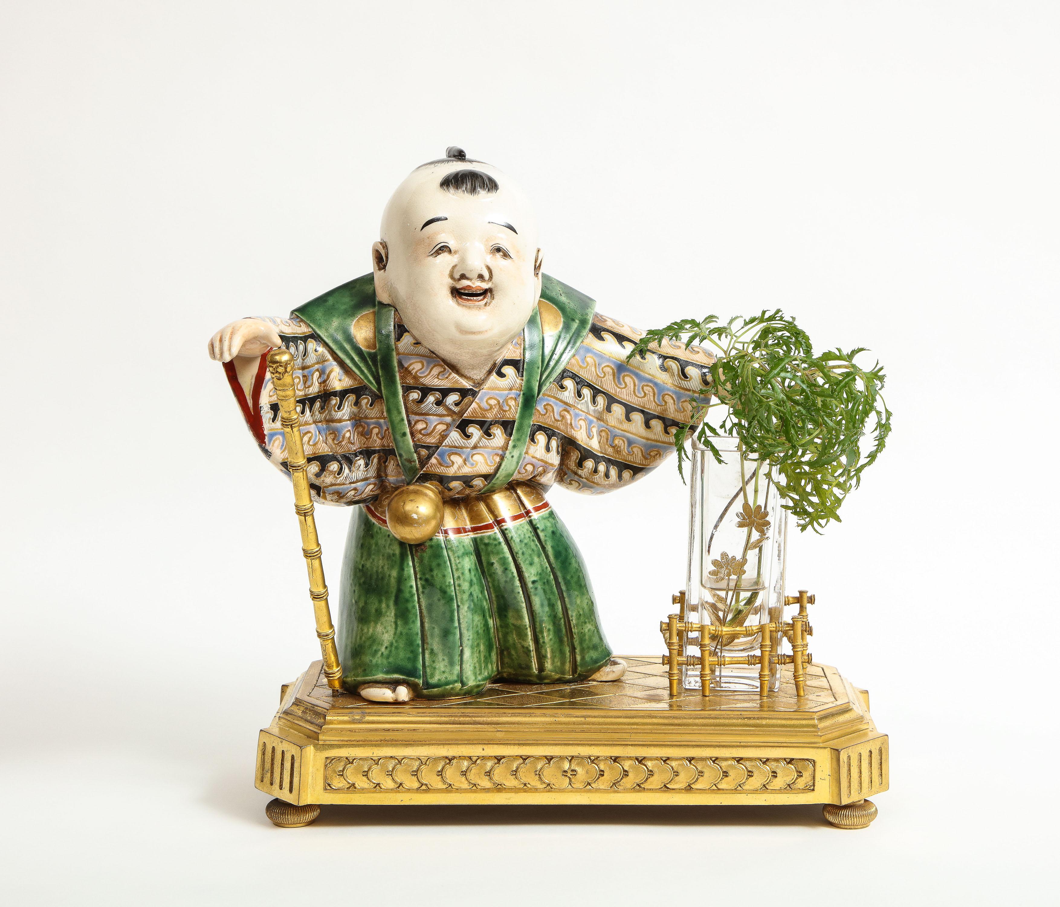 19th Century Japonisme French Ormolu, Japanese Porcelain and Glass Centerpiece, circa 1870