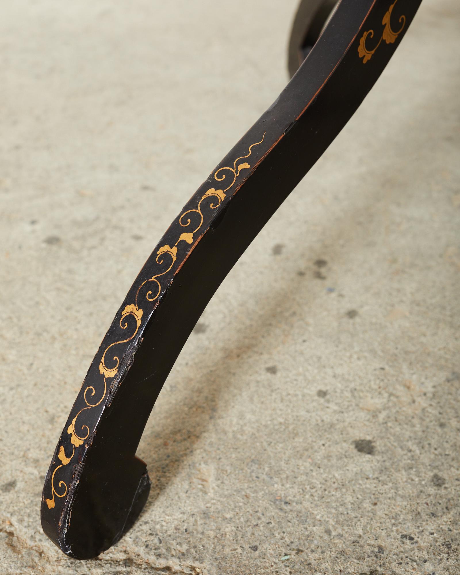 Japonisme Lacquer Round Occasional Table Parcel Gilt Decoration 2