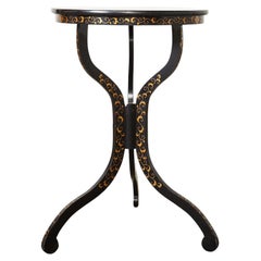 Vintage Japonisme Lacquer Round Occasional Table Parcel Gilt Decoration