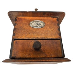 Japy Frères Antique French Coffee Grinder Beechwood and Cast Iron, circa 1920