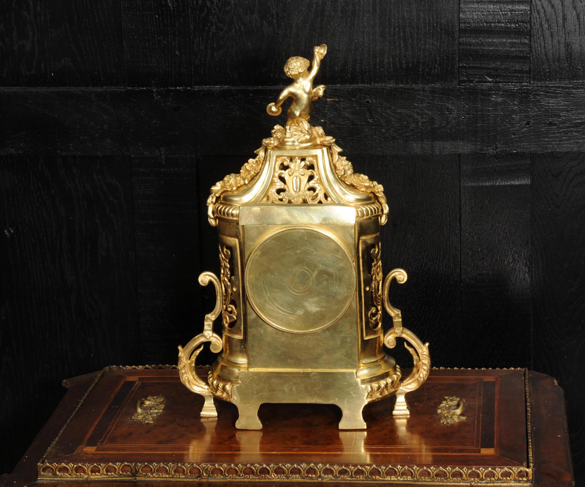 Japy Freres Antique French Gilt Bronze Clock 7