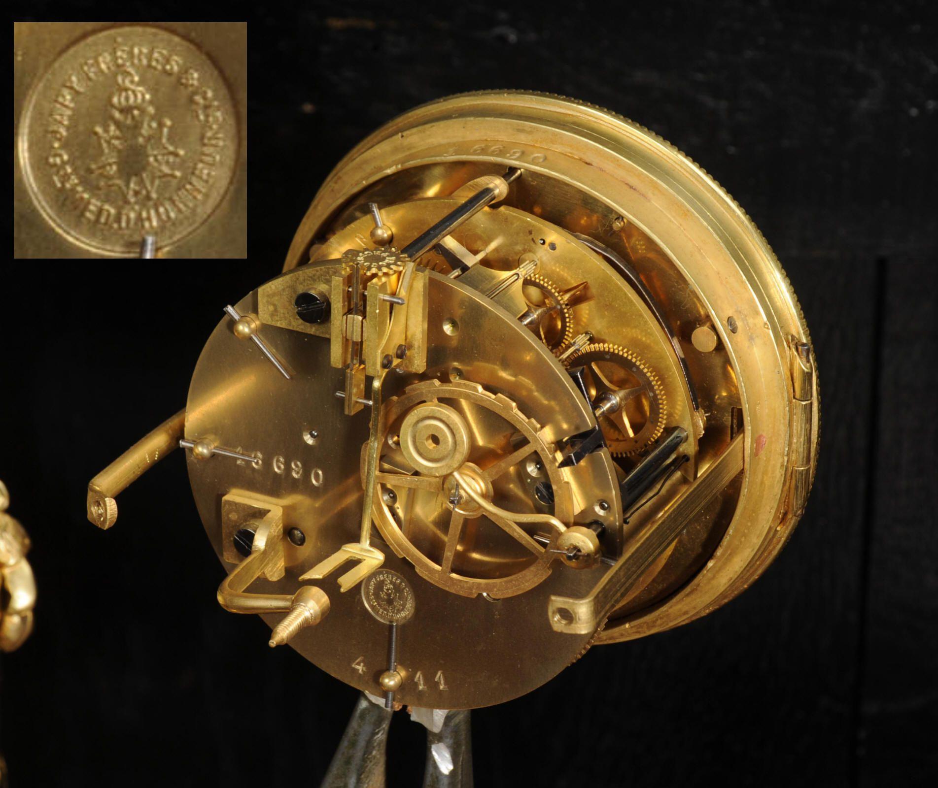 Japy Freres Antique French Gilt Bronze Clock 11