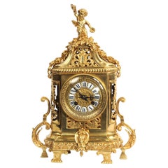 Japy Freres Antique French Gilt Bronze Clock