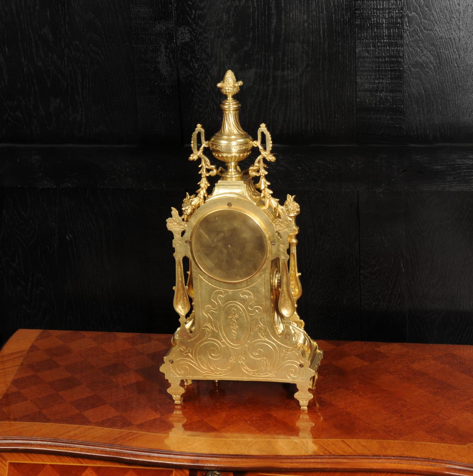 Japy Freres Antique French Louis XVI Gilt Bronze Clock 9
