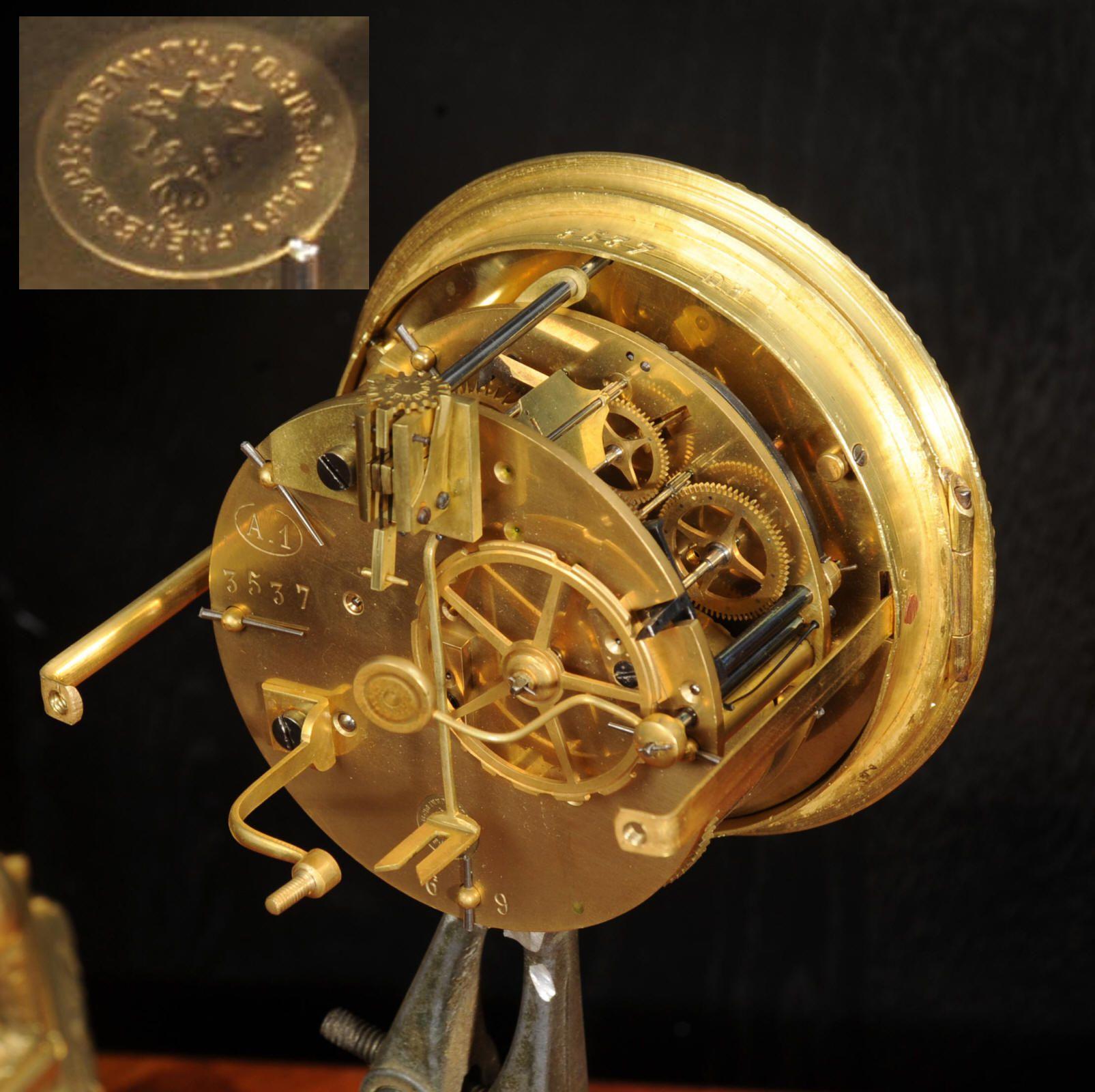 Japy Freres Antique French Louis XVI Gilt Bronze Clock 10