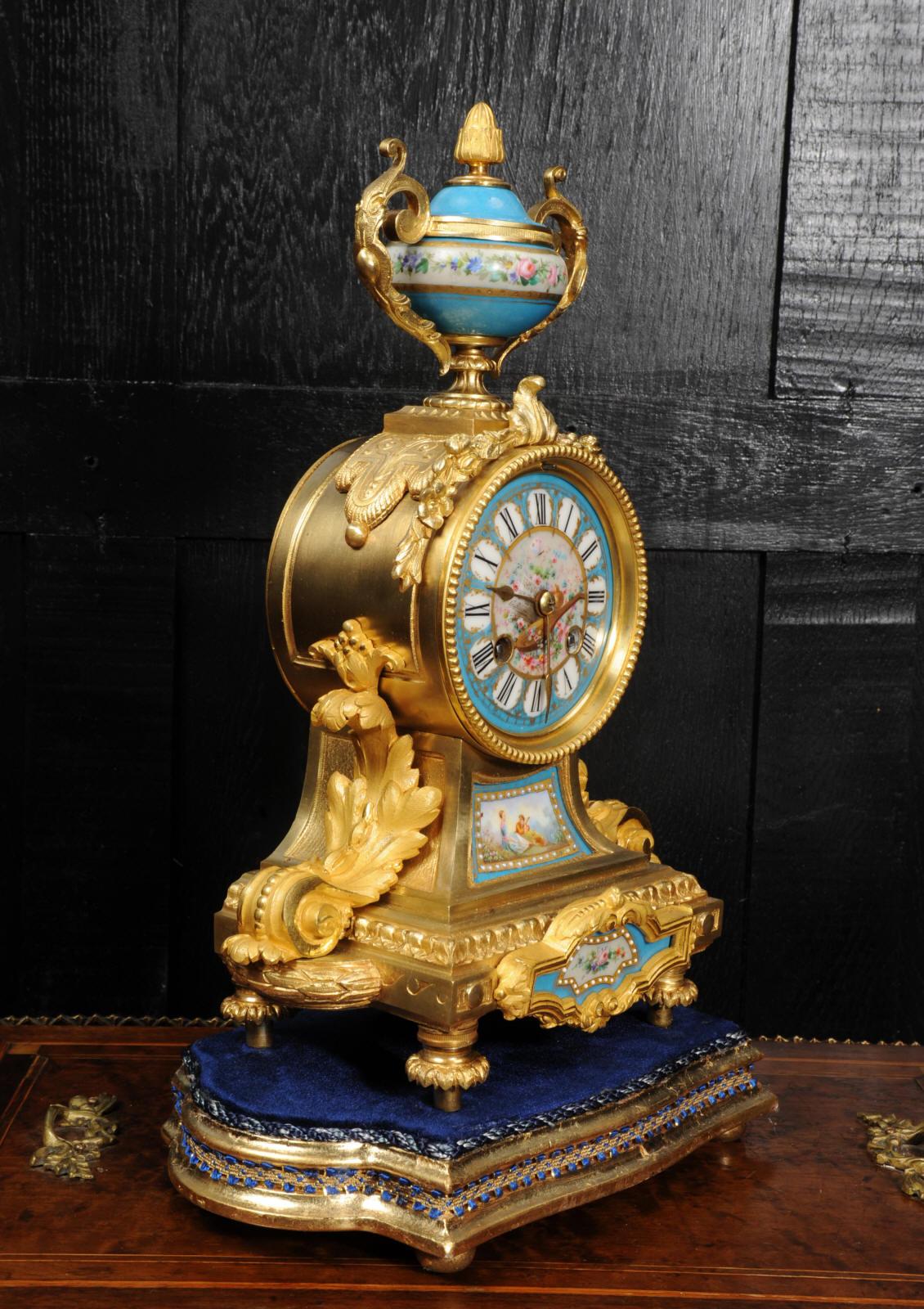 Japy Freres Antique French Ormolu and Sèvres Porcelain Clock 4