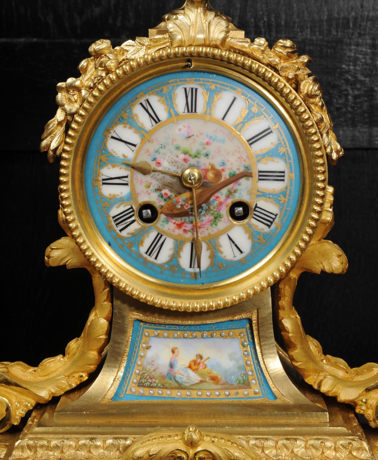 Japy Freres Antique French Ormolu and Sèvres Porcelain Clock 5