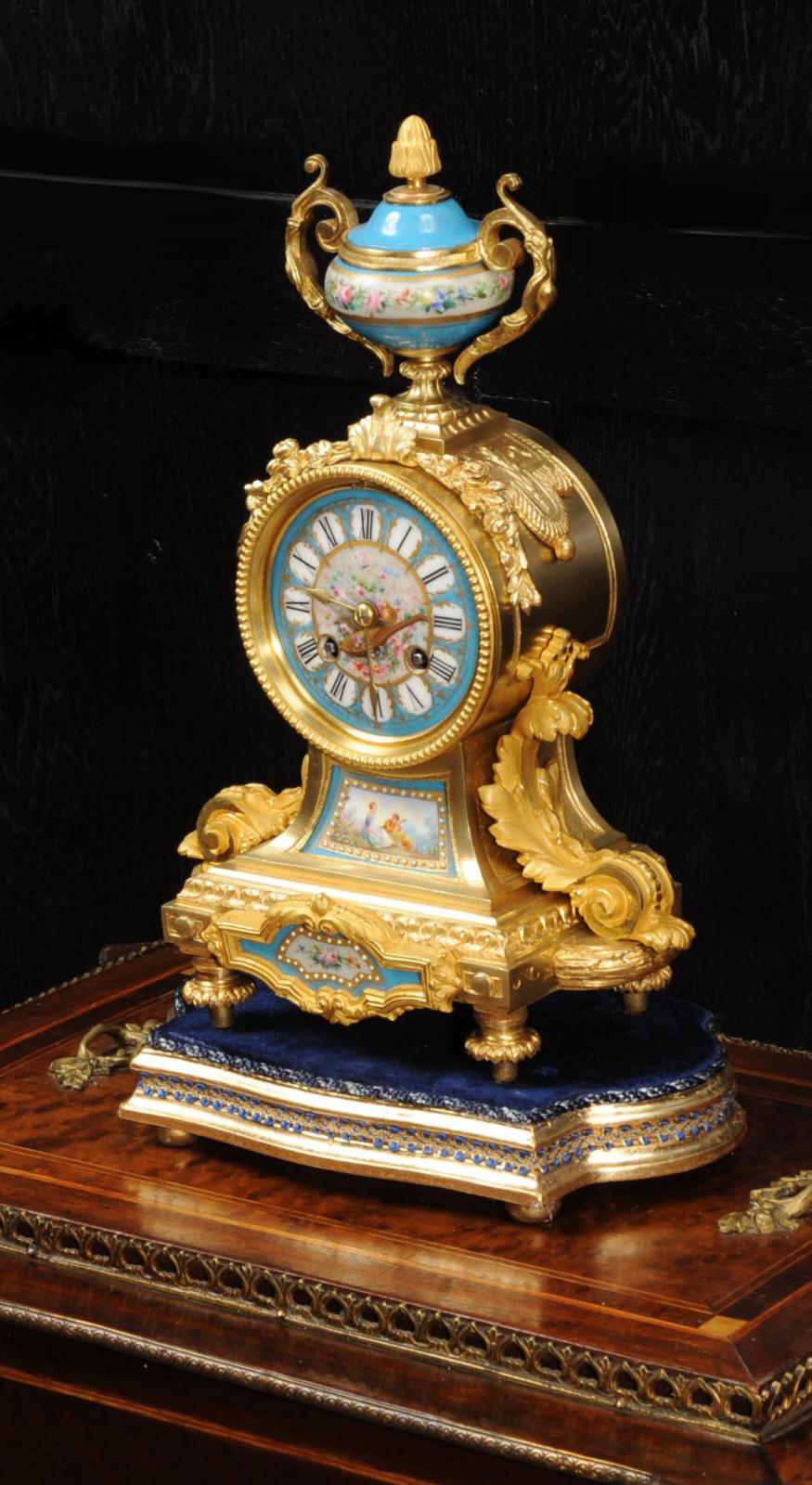 Japy Freres Antique French Ormolu and Sèvres Porcelain Clock 6