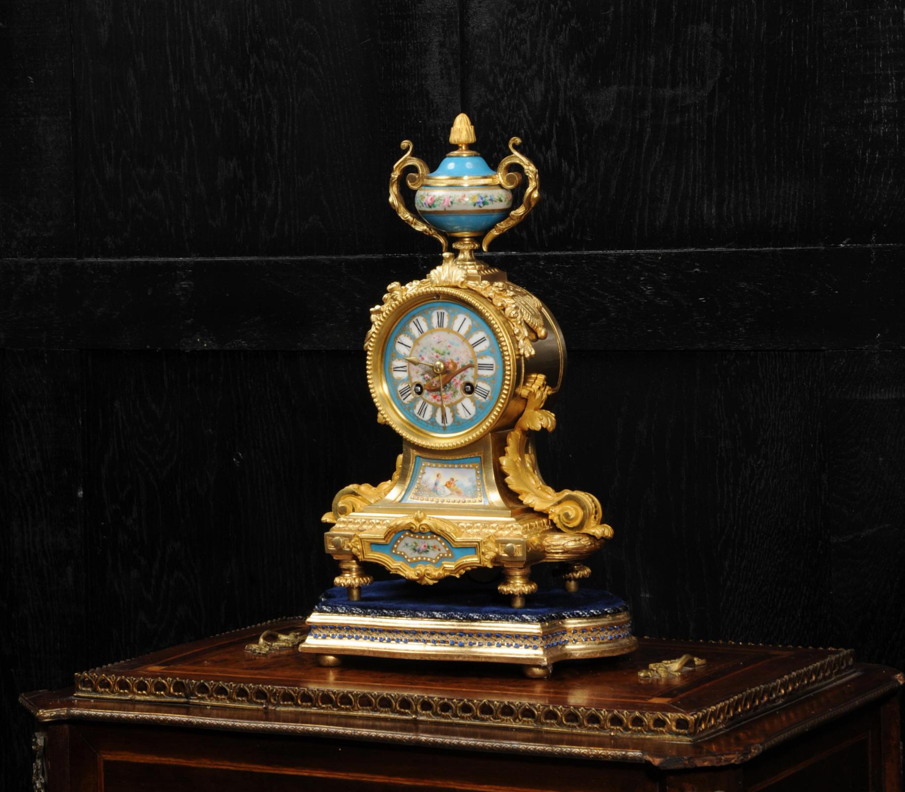 Louis XV Japy Freres Antique French Ormolu and Sèvres Porcelain Clock