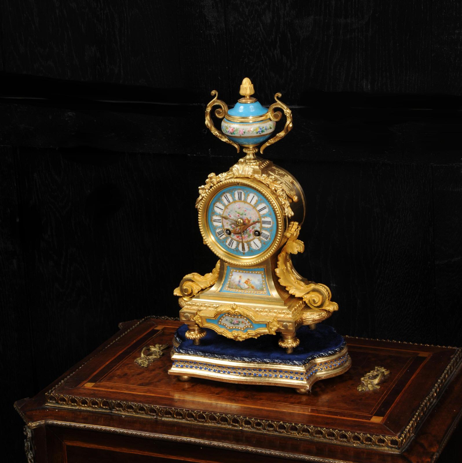 Gilt Japy Freres Antique French Ormolu and Sèvres Porcelain Clock