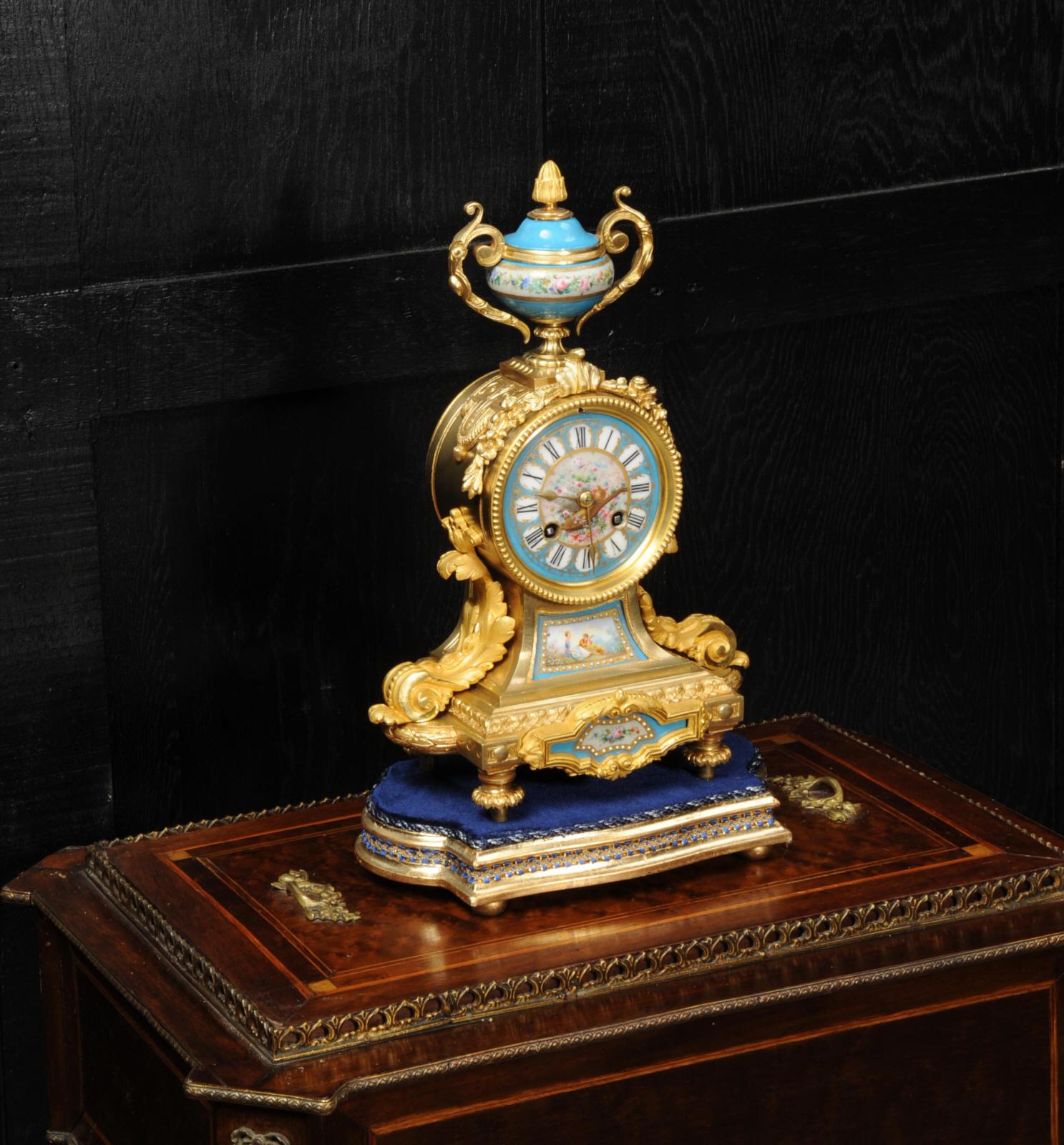 Japy Freres Antique French Ormolu and Sèvres Porcelain Clock 1